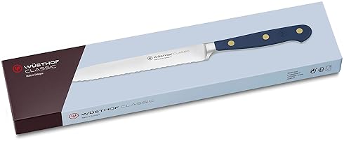 Wüsthof Classic 5" Serrated Utility Knife with Wild Blueberry Design