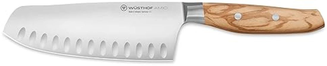 Wüsthof AMICI 7" Hollow Edge Santoku Knife in Tan - Premium Quality
