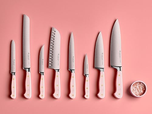 Wüsthof Classic Pink Himalayan Salt 9" Double Serrated Bread Knife - Pink Salt Blade