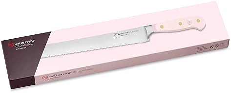 Wüsthof Classic Pink Himalayan Salt 9" Double Serrated Bread Knife - Pink Salt Blade
