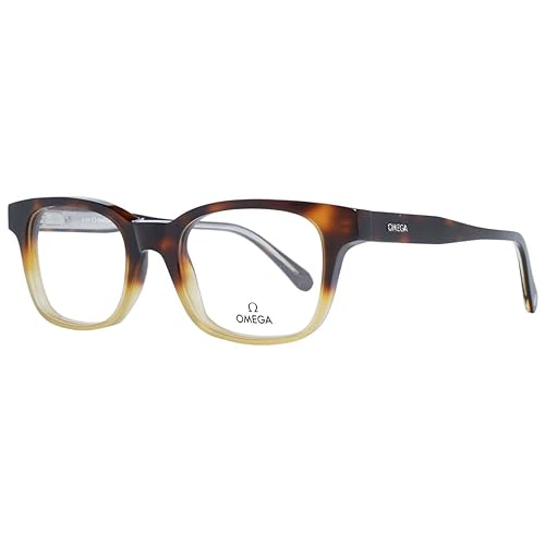 OMEGA OM5004H RECTANGULAR EYEGLASSES IN HAVANA-HONEY/CRYSTAL, 52MM