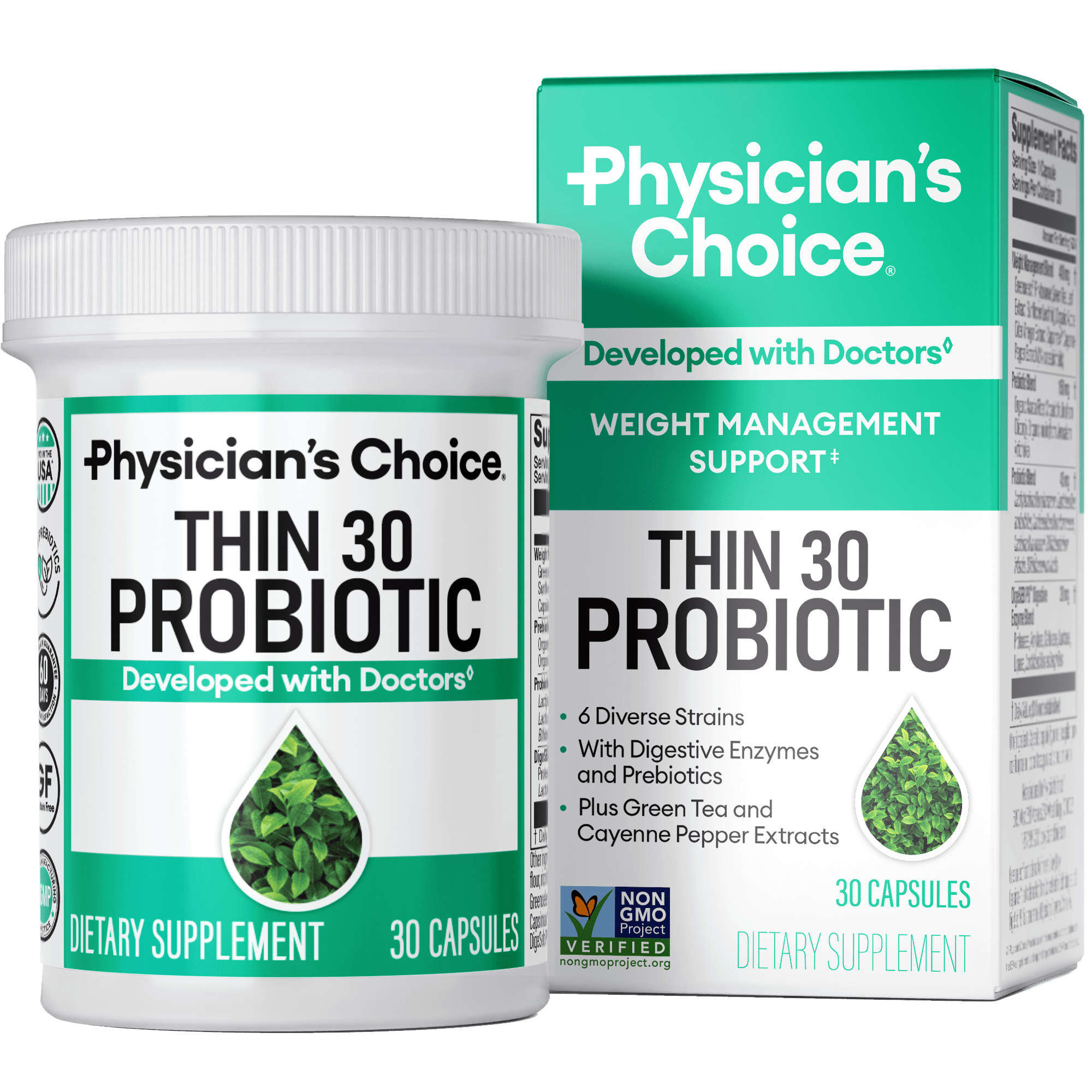 Physician's Choice Thin 30 Probiotic - 30 Count Weight Management & Gut Health Support
