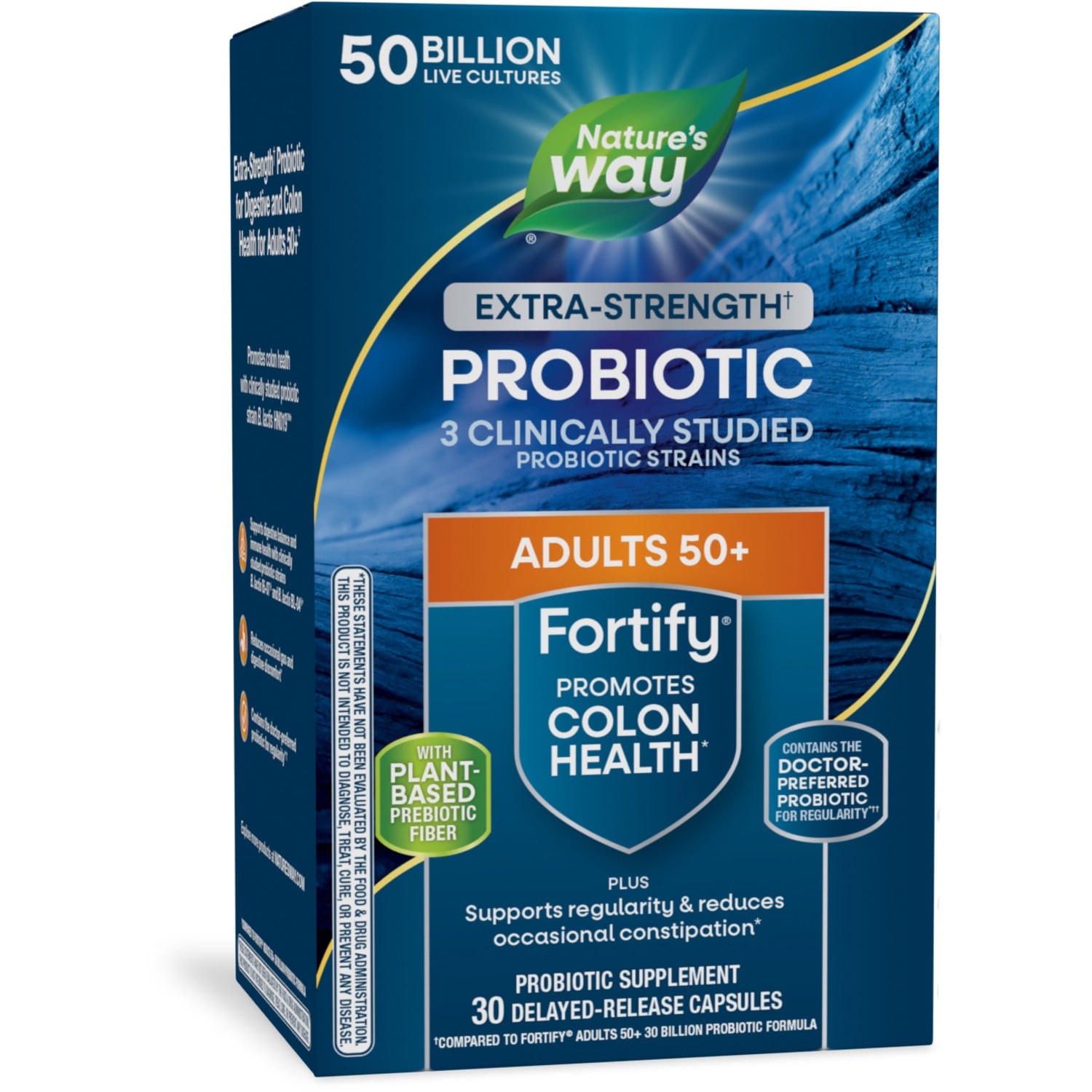 Nature's Way Fortify Extra Strength Probiotic 50+ Capsules, 50 Billion CFU, Unisex, 30 Count