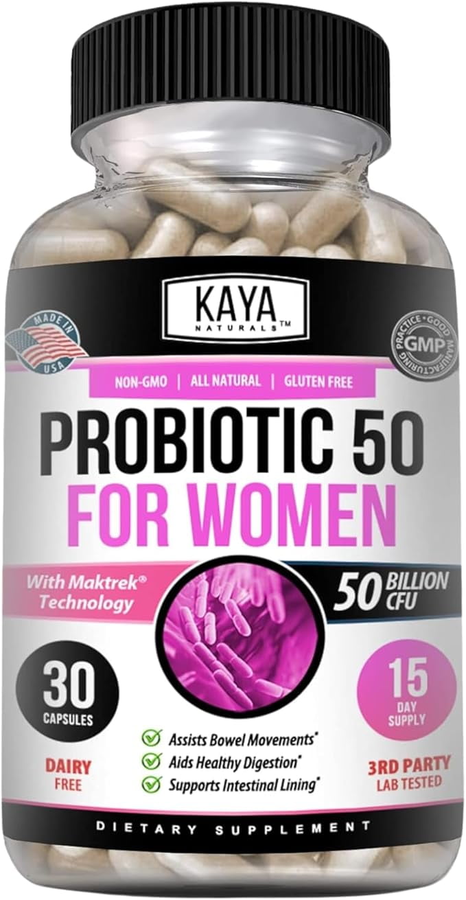 KAYA NATURALS 50 BILLION CFU PROBIOTIC FOR GUT HEALTH & IMMUNE SUPPORT - 30 VEG CAPS