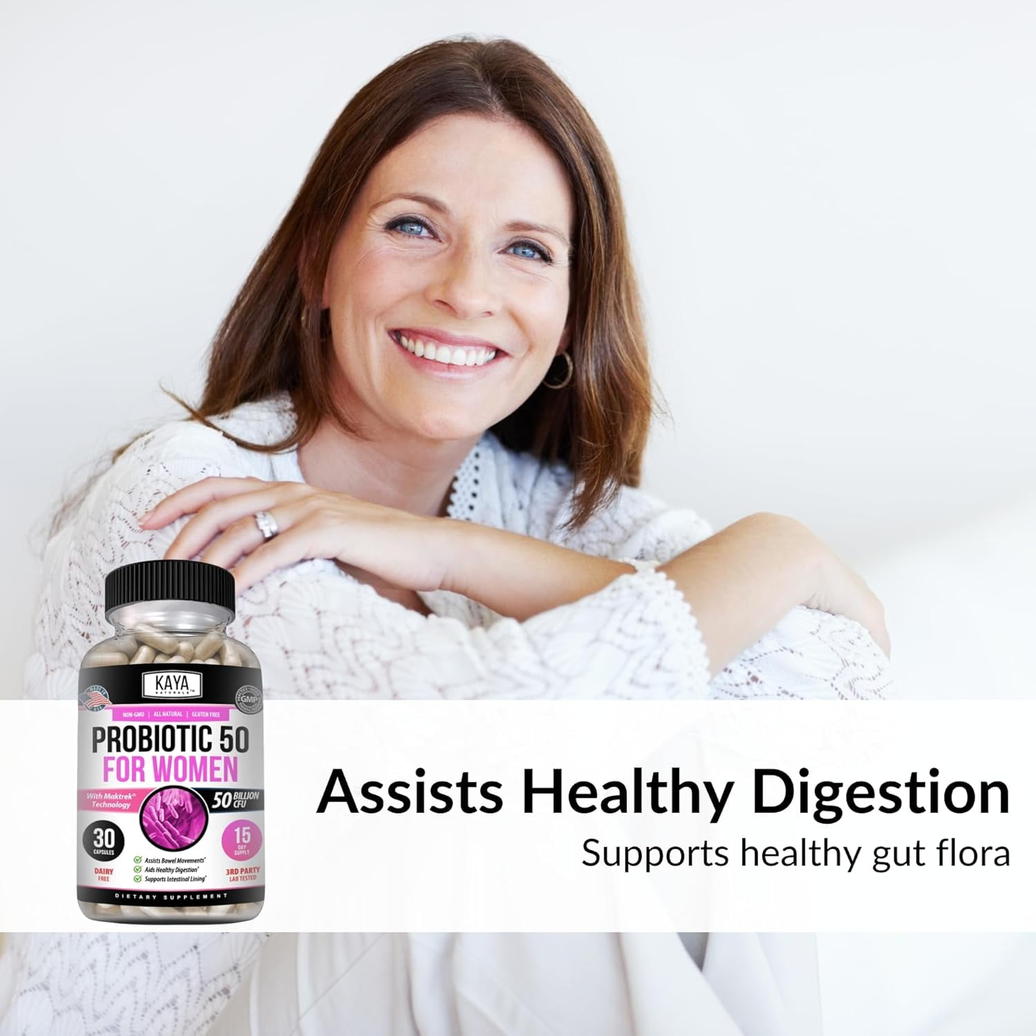 KAYA NATURALS 50 BILLION CFU PROBIOTIC FOR GUT HEALTH & IMMUNE SUPPORT - 30 VEG CAPS