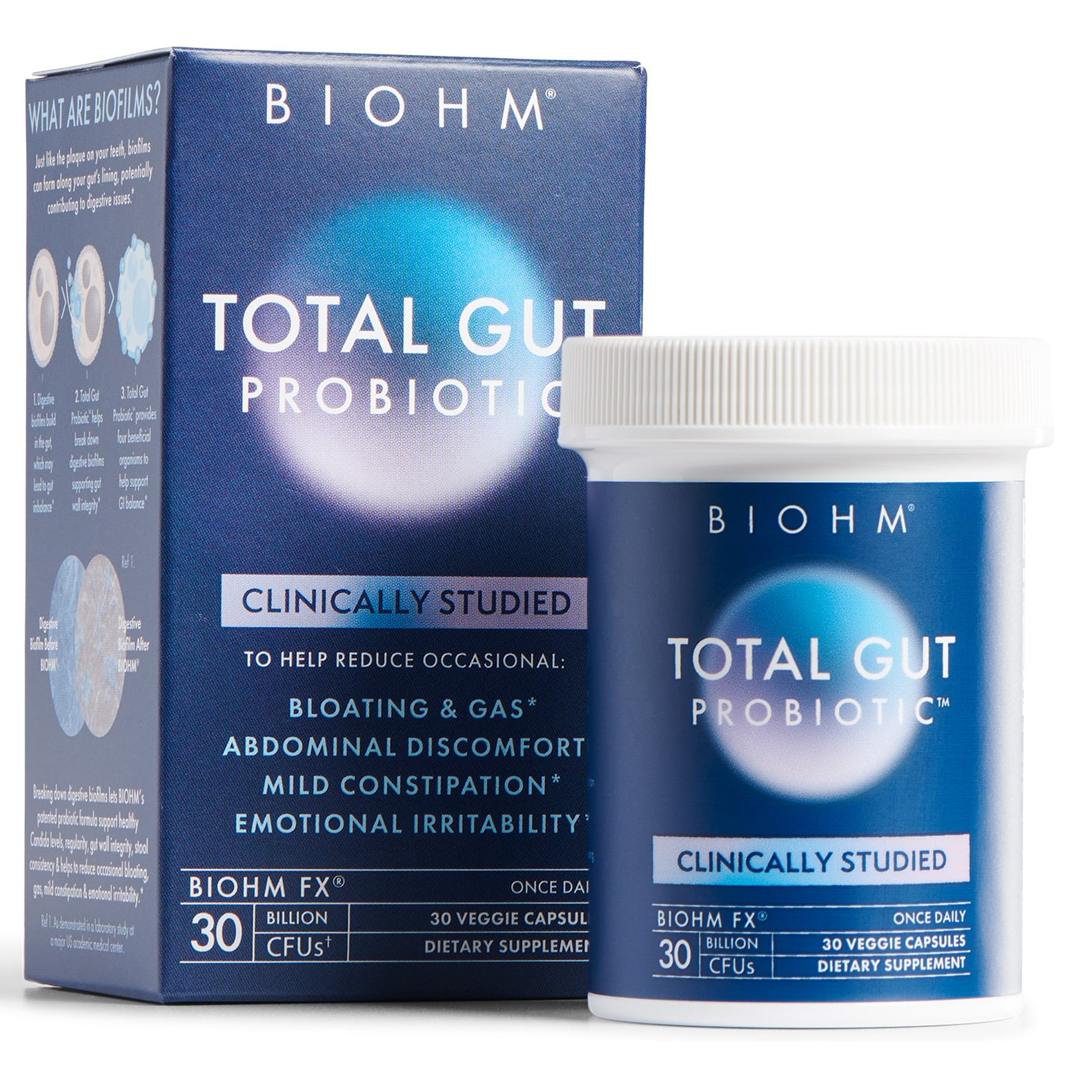 BIOHM TOTAL GUT PROBIOTIC WITH DIGESTIVE ENZYMES - 30 COUNT (UNISEX)