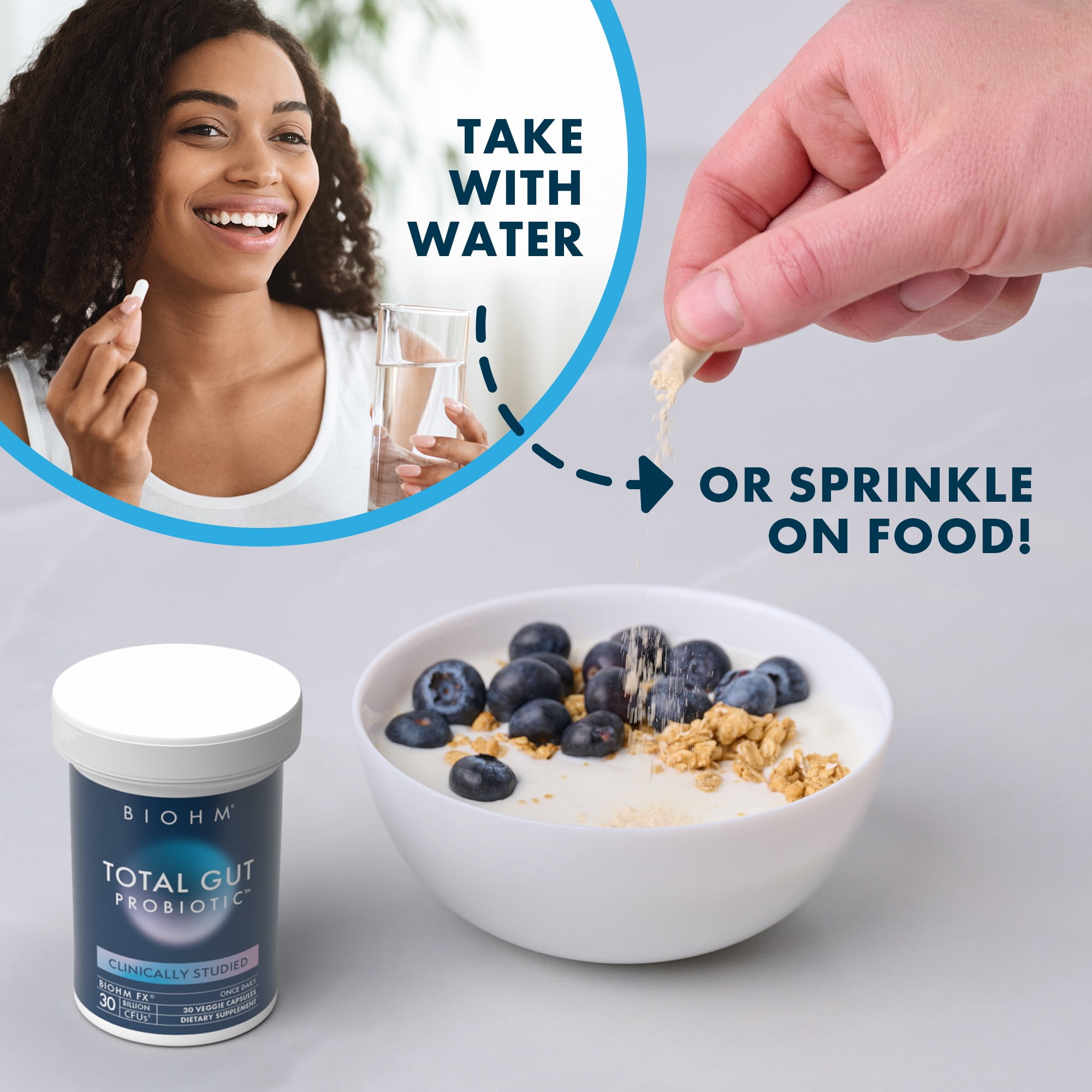 BIOHM TOTAL GUT PROBIOTIC WITH DIGESTIVE ENZYMES - 30 COUNT (UNISEX)