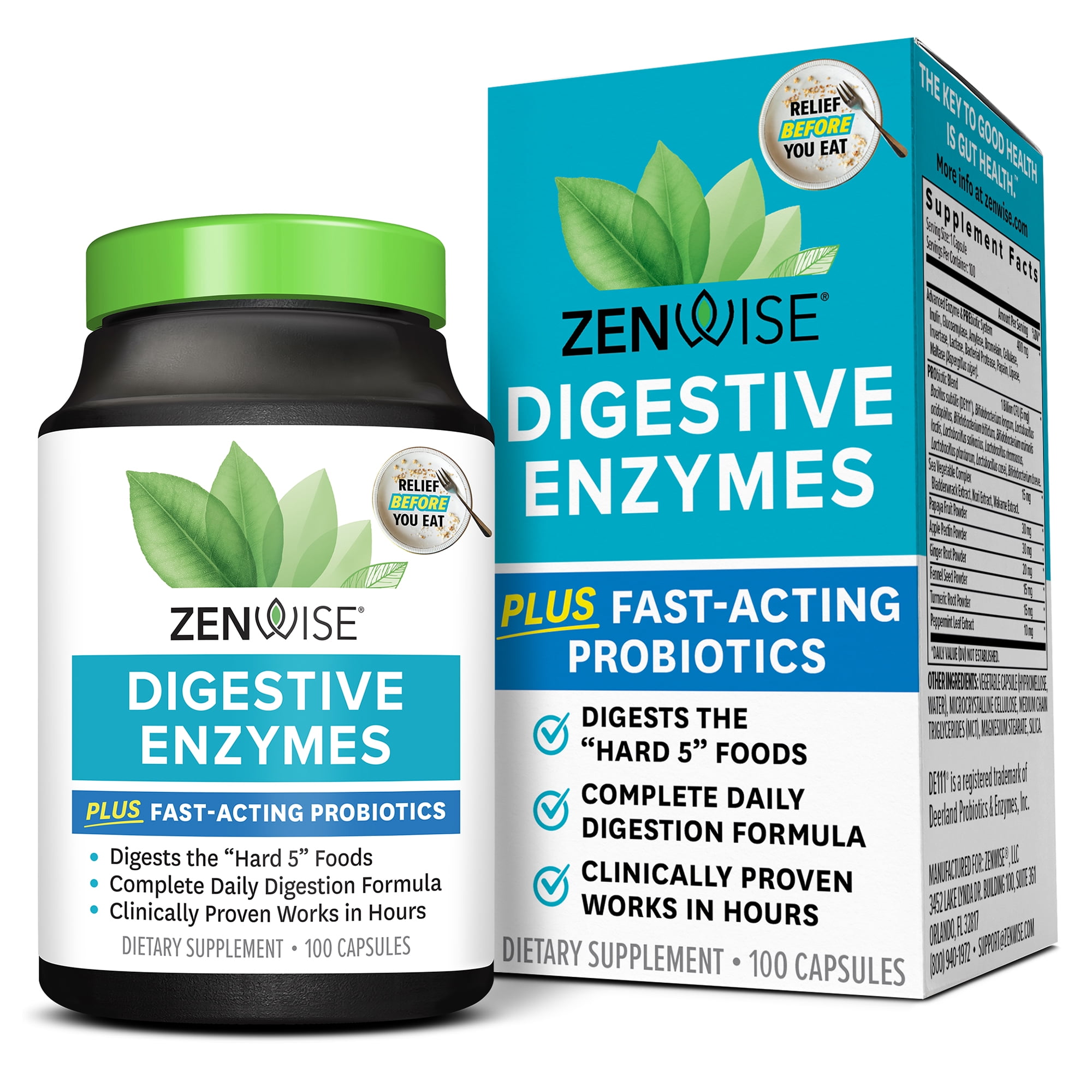 Zenwise Health Digestive Enzymes - 100 Vegetarian Caps - Digestion Support
