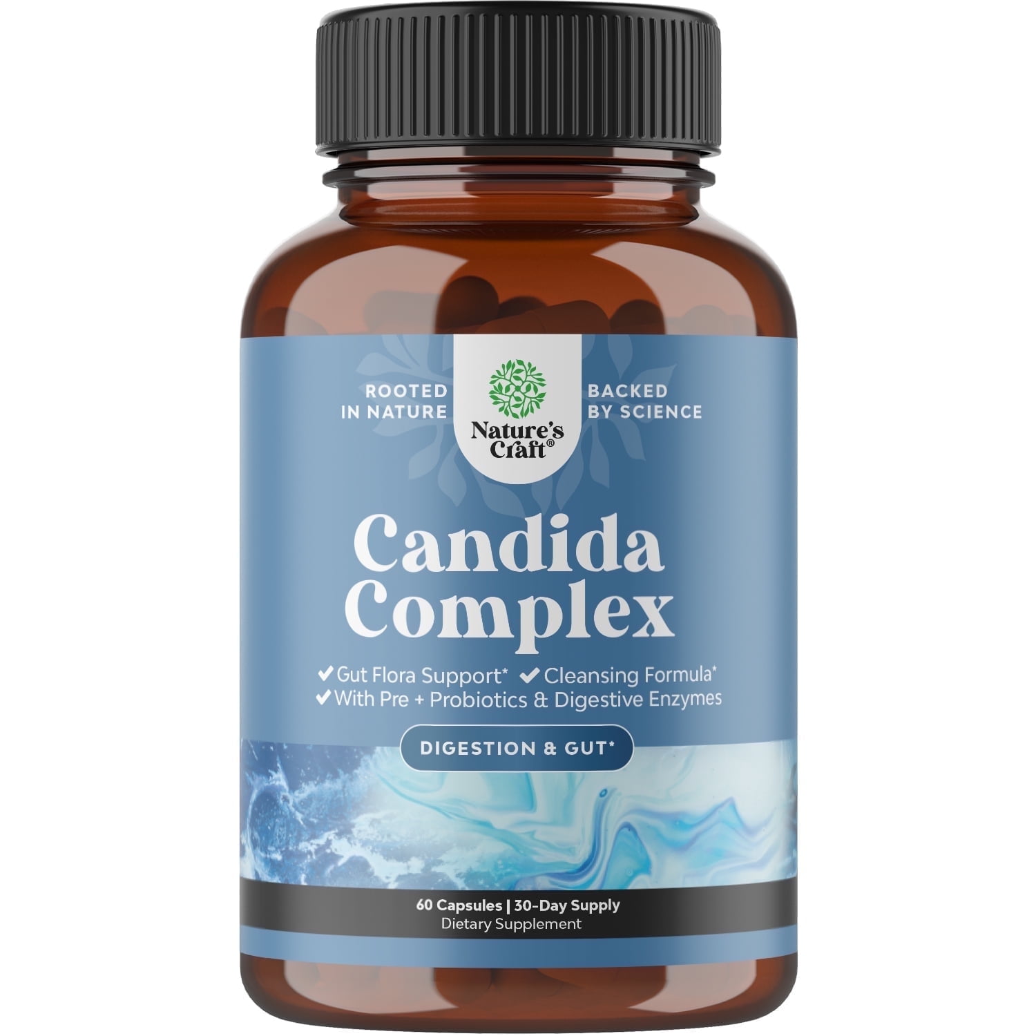 Natures Craft Candida Support Complex with Digestive Enzymes & Probiotics - 60 Capsules