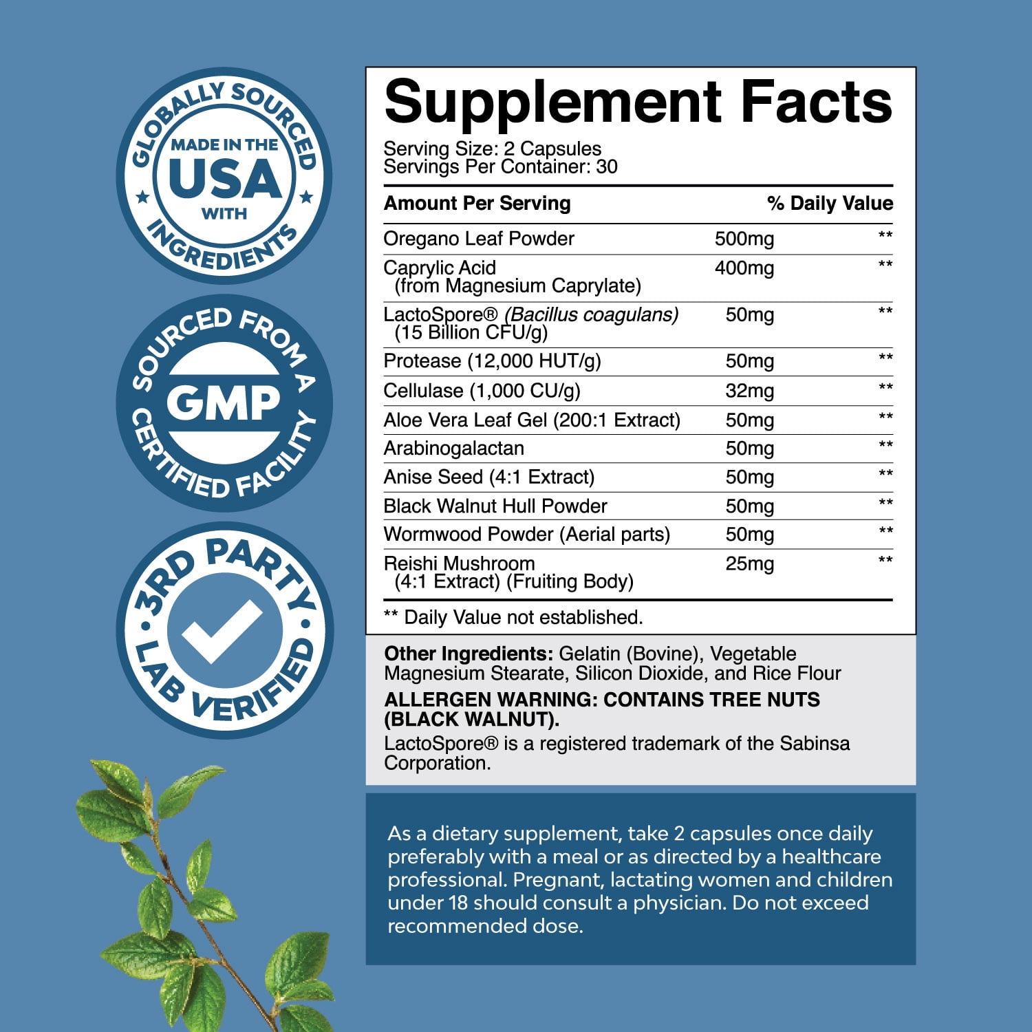 Natures Craft Candida Support Complex with Digestive Enzymes & Probiotics - 60 Capsules
