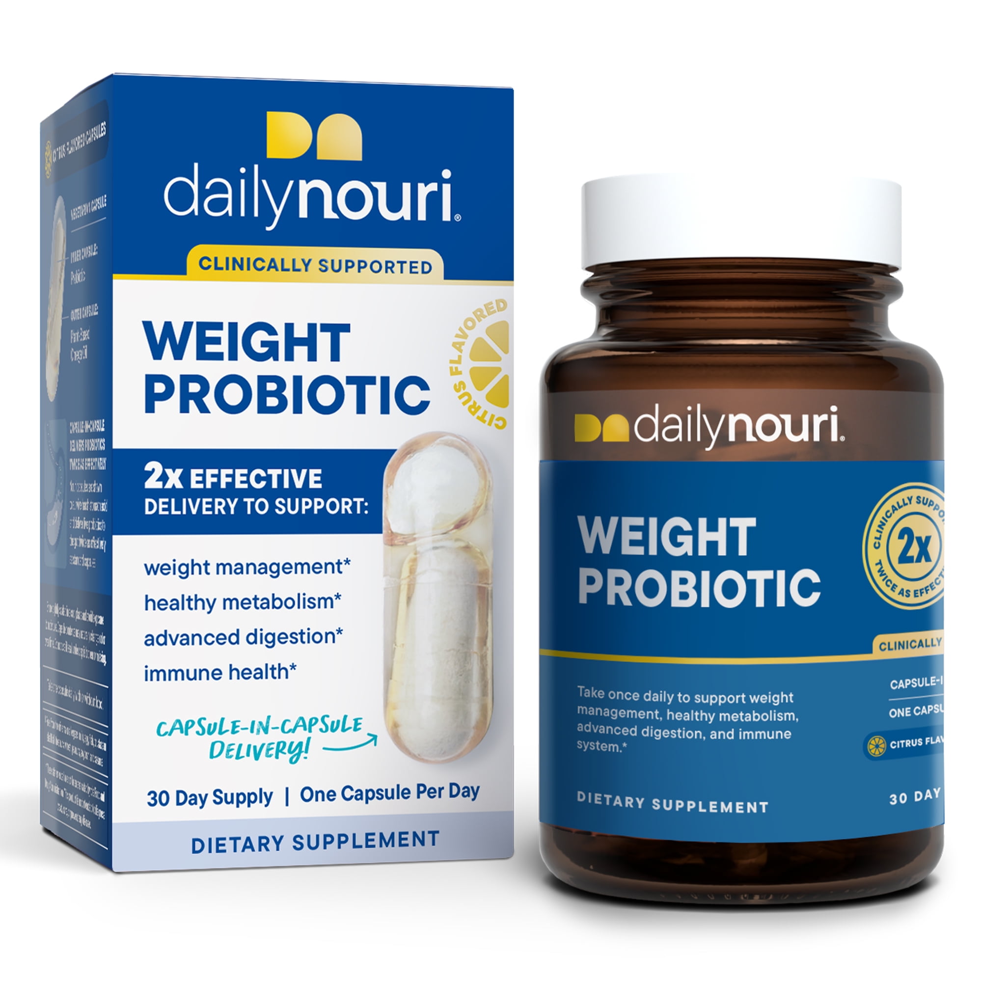 Nouri Weight Probiotic & Vegan Ahiflower Omega Capsules, 30-Day Supply
