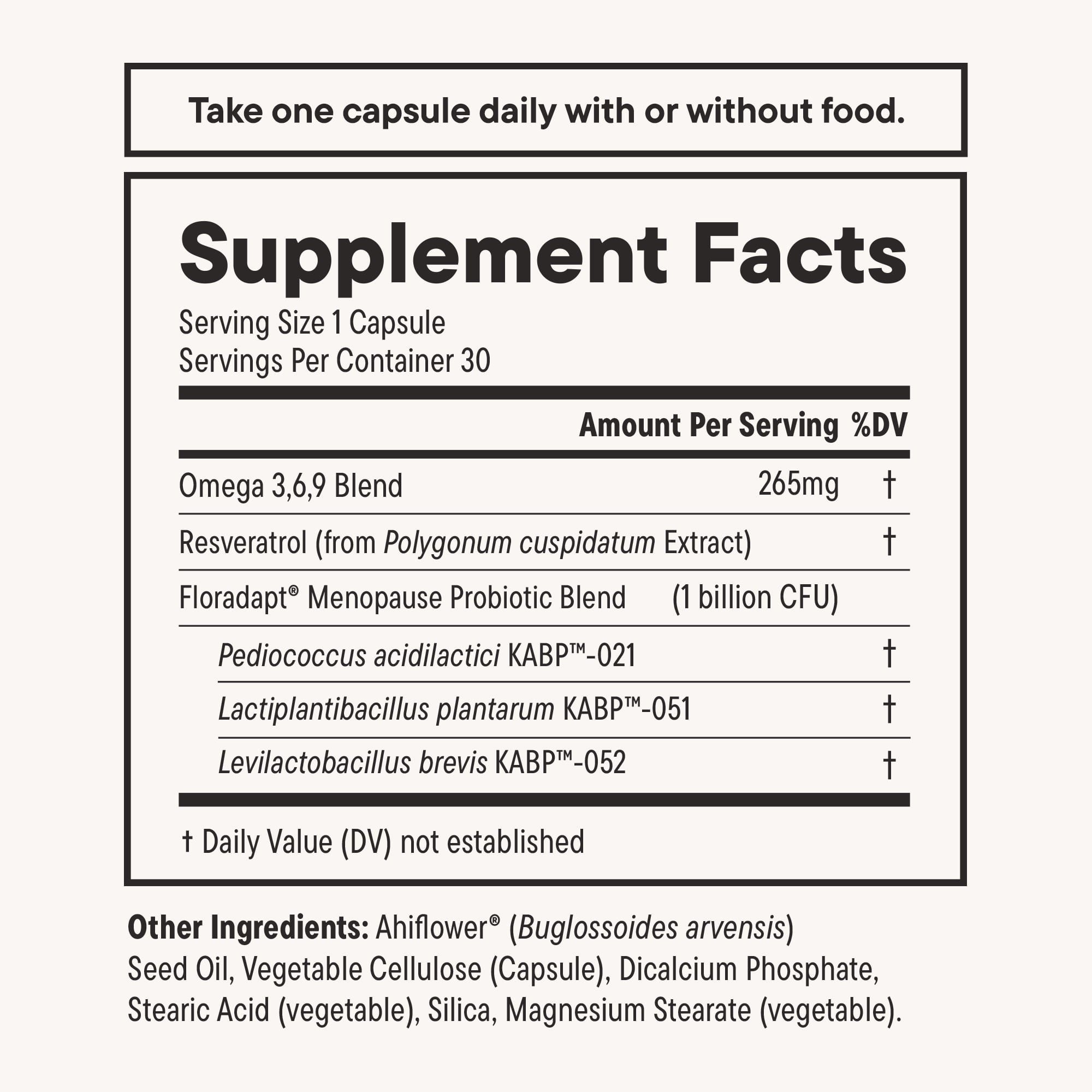 Nouri Menopause Probiotic with Resveratrol & Vegan Omega Capsules - 30 Day Supply