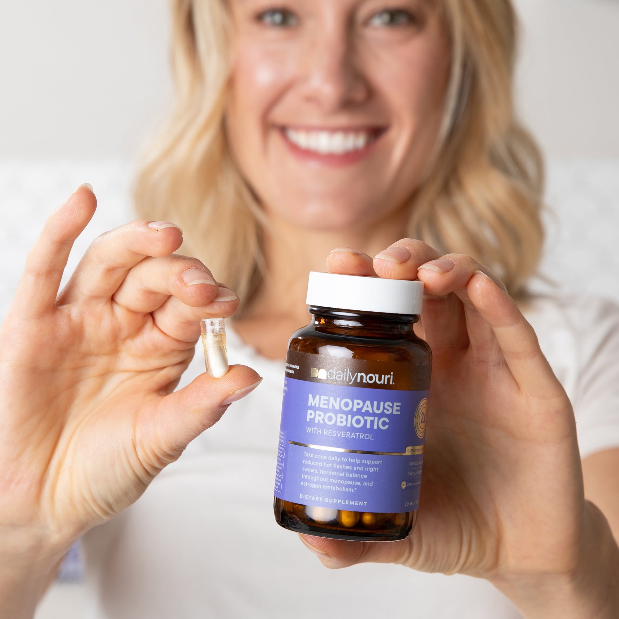 Nouri Menopause Probiotic with Resveratrol & Vegan Omega Capsules - 30 Day Supply