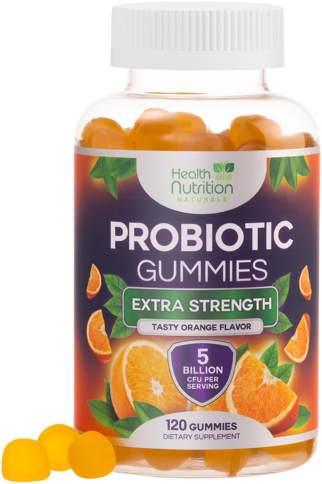 Health Nutrition Daily Probiotic Gummies for Women & Men - 5 Billion CFU Supplement for Digestive & Immune Health - Non-GMO - 120 Gummies