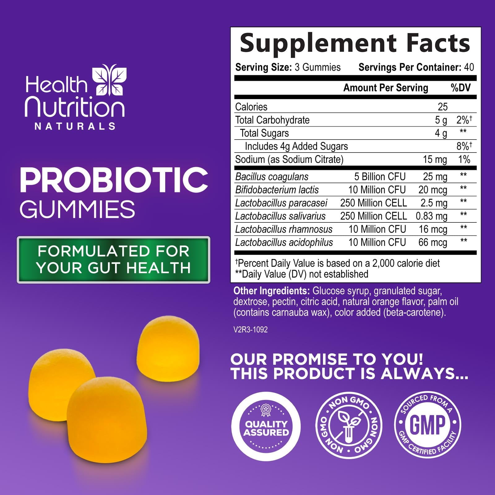Health Nutrition Daily Probiotic Gummies for Women & Men - 5 Billion CFU Supplement for Digestive & Immune Health - Non-GMO - 120 Gummies