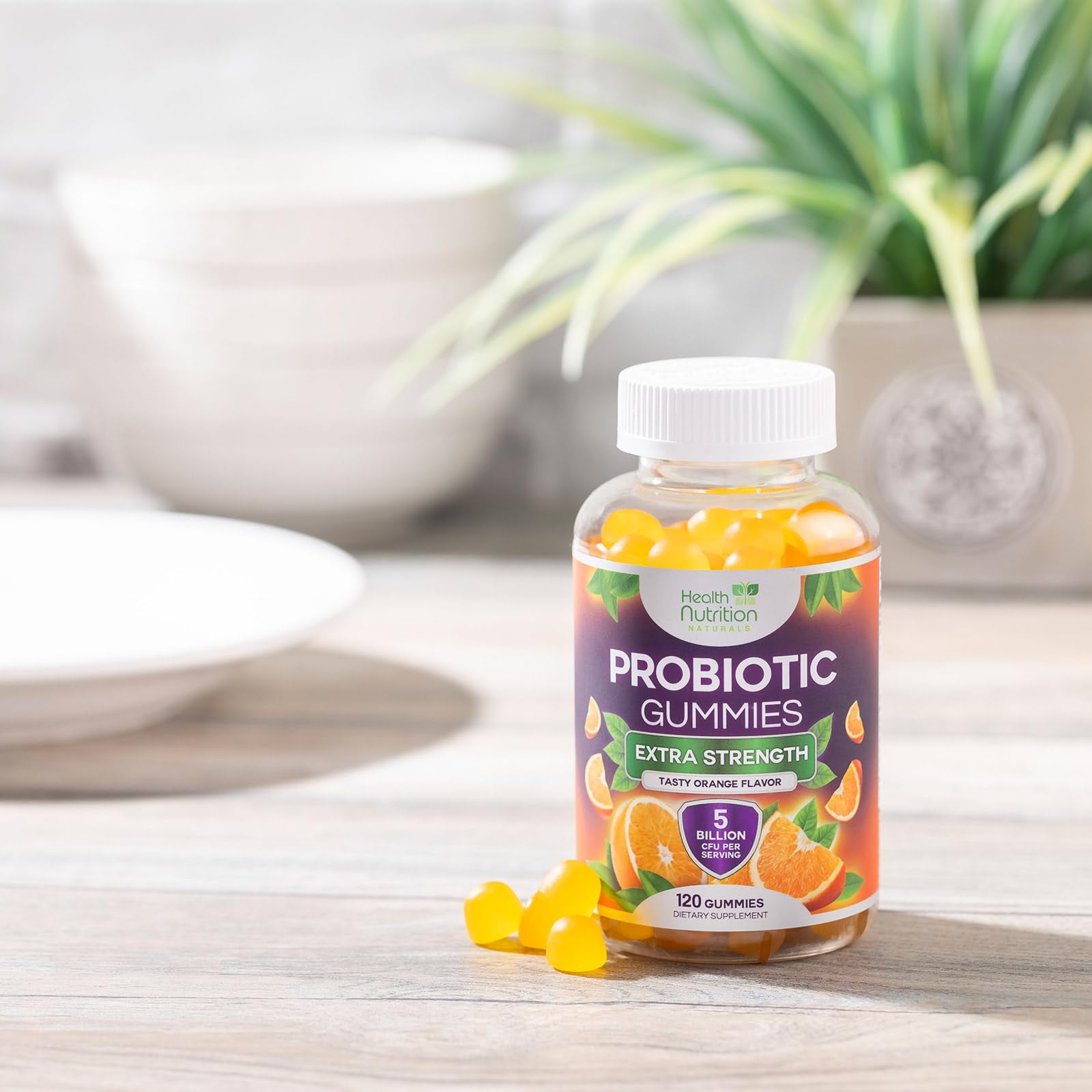 Health Nutrition Daily Probiotic Gummies for Women & Men - 5 Billion CFU Supplement for Digestive & Immune Health - Non-GMO - 120 Gummies
