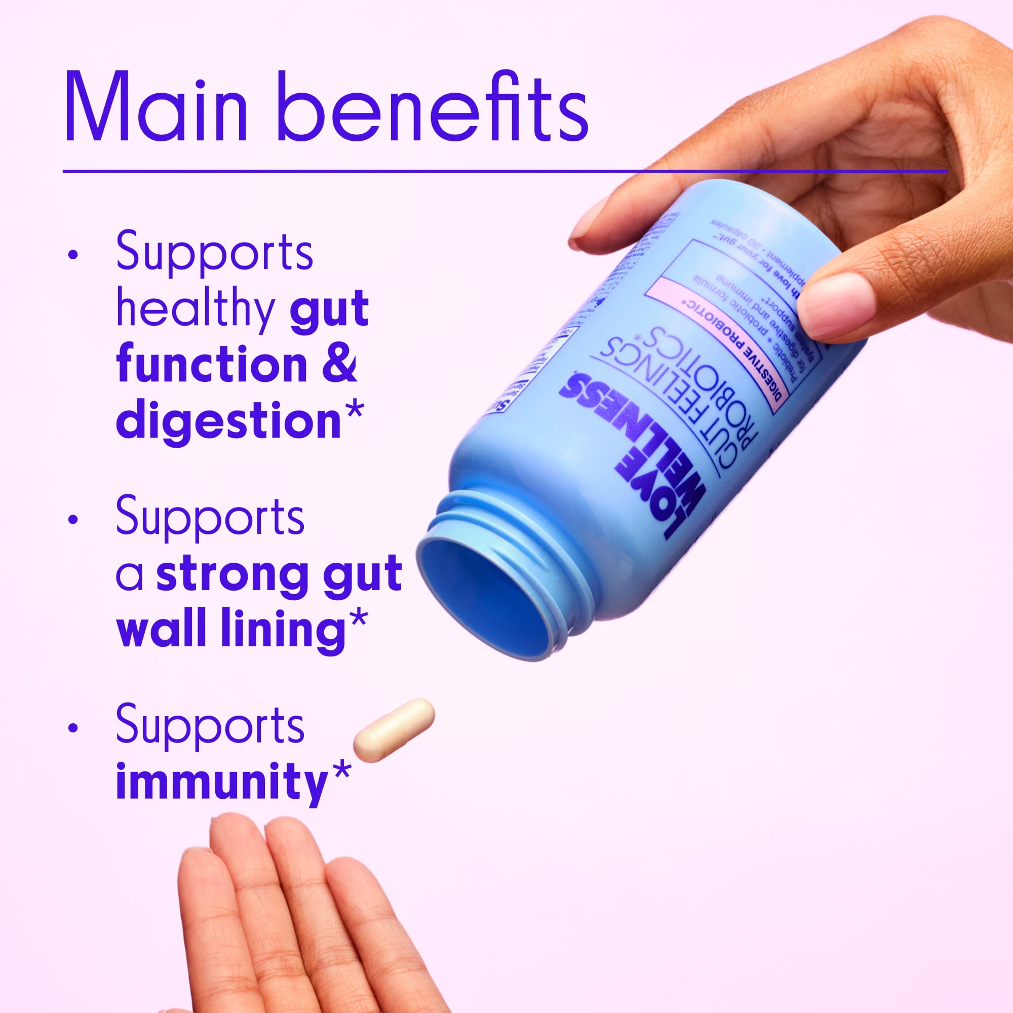 Love Wellness Digestive Probiotic Supplement, 30 Capsules