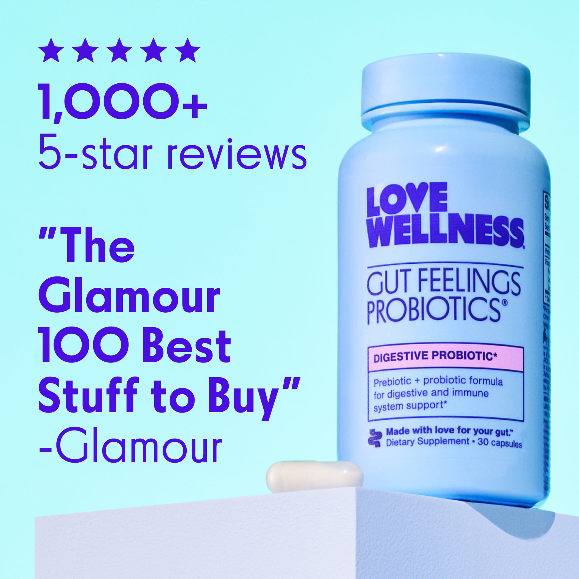 Love Wellness Digestive Probiotic Supplement, 30 Capsules