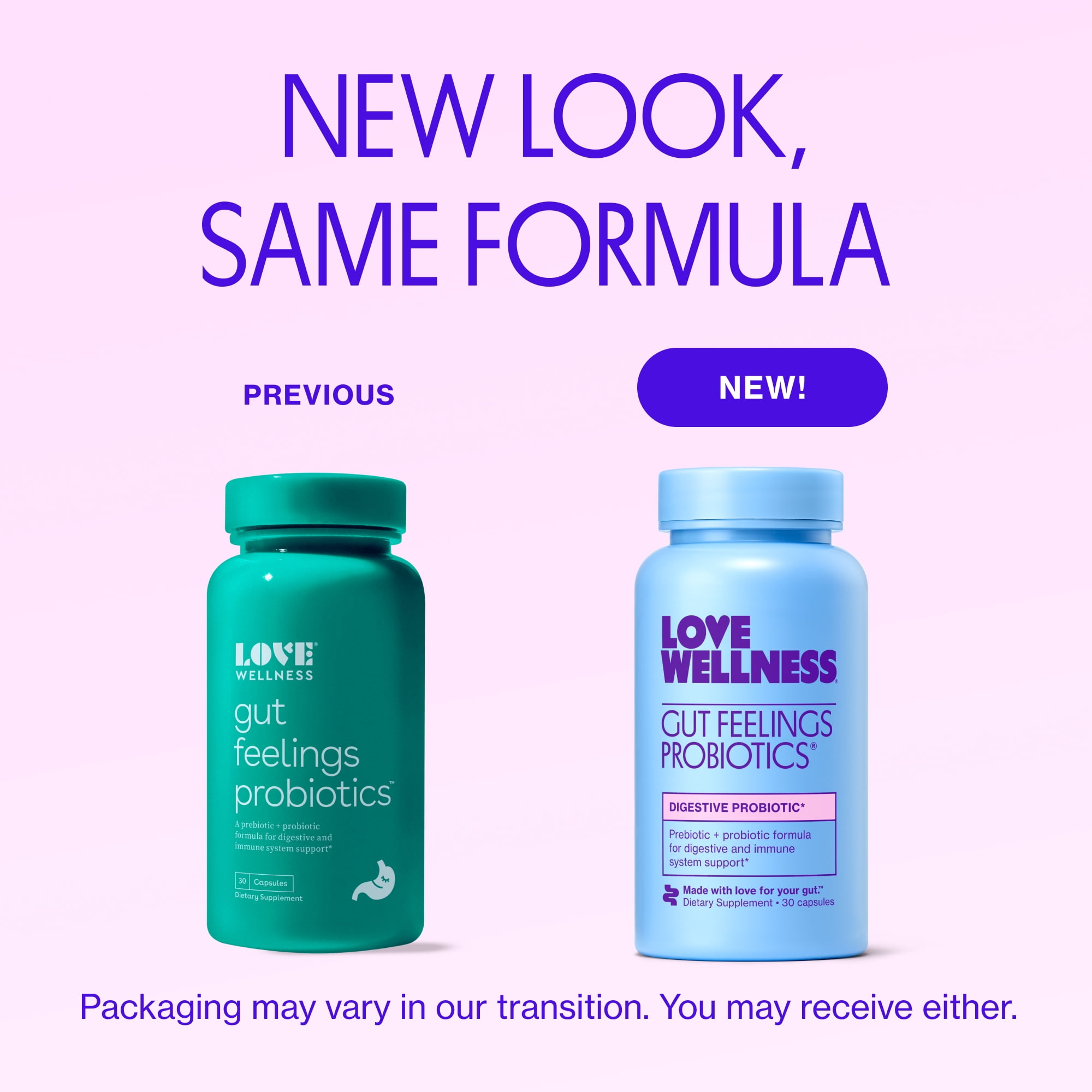 Love Wellness Digestive Probiotic Supplement, 30 Capsules