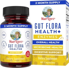 MaryRuth's Gut Flora Health+ Capsules - Enzymes, Prebiotics, Probiotics, Vegan (60 ct)
