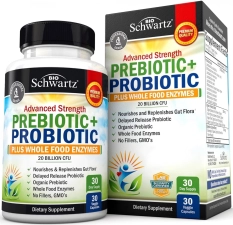 BioSchwartz Prebiotic Probiotic Capsules for Gut Health - 30 Count