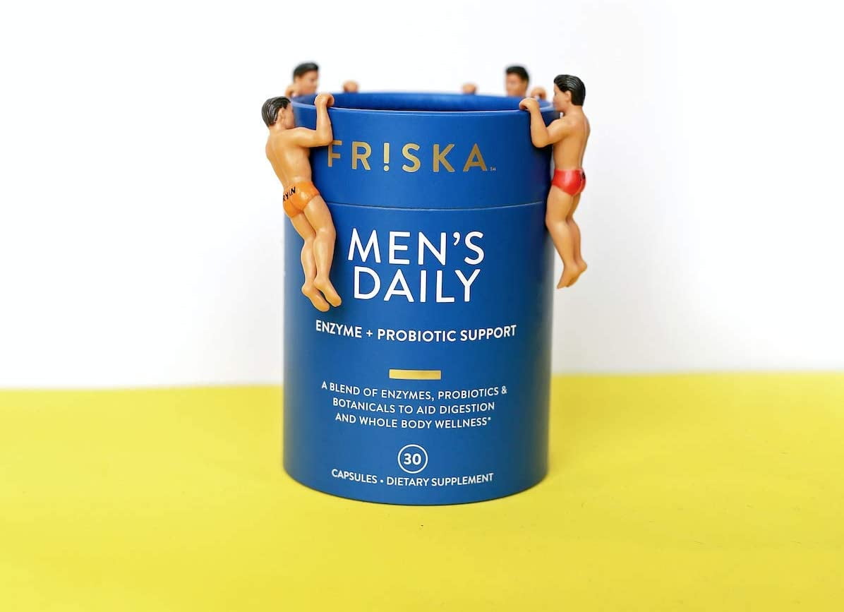 FRISKA Men's Daily Digestive Enzyme Probiotic Supplement, 30 Capsules