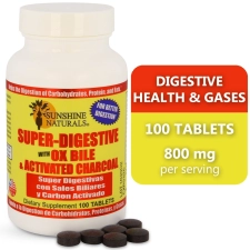Sunshine Naturals Activated Charcoal Digestive Supplement, 100 Tablets