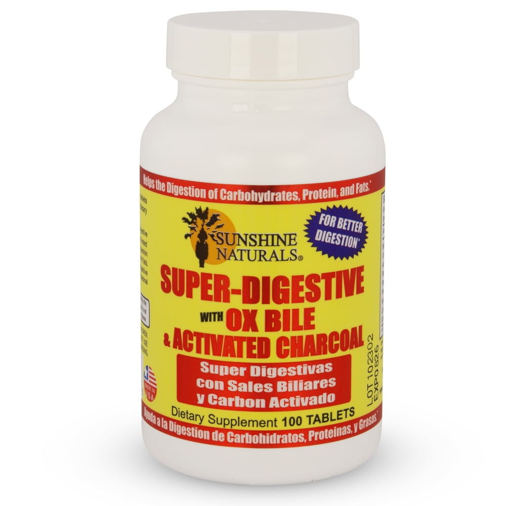 Sunshine Naturals Activated Charcoal Digestive Supplement, 100 Tablets