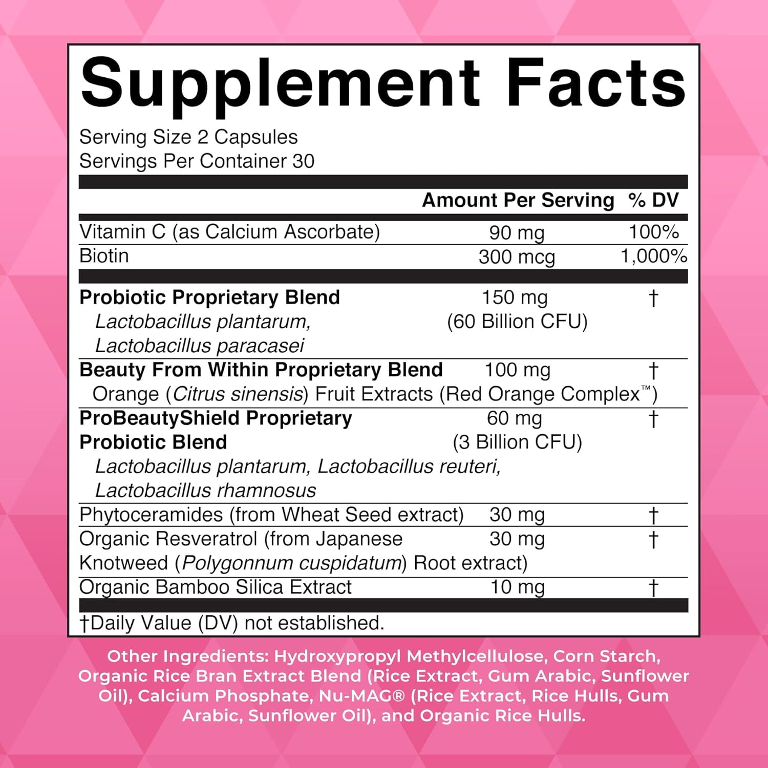 MaryRuth's Probiotic Beauty+ with Vitamin C & Biotin - Hair, Skin, Nails Supplement, 60 Capsules