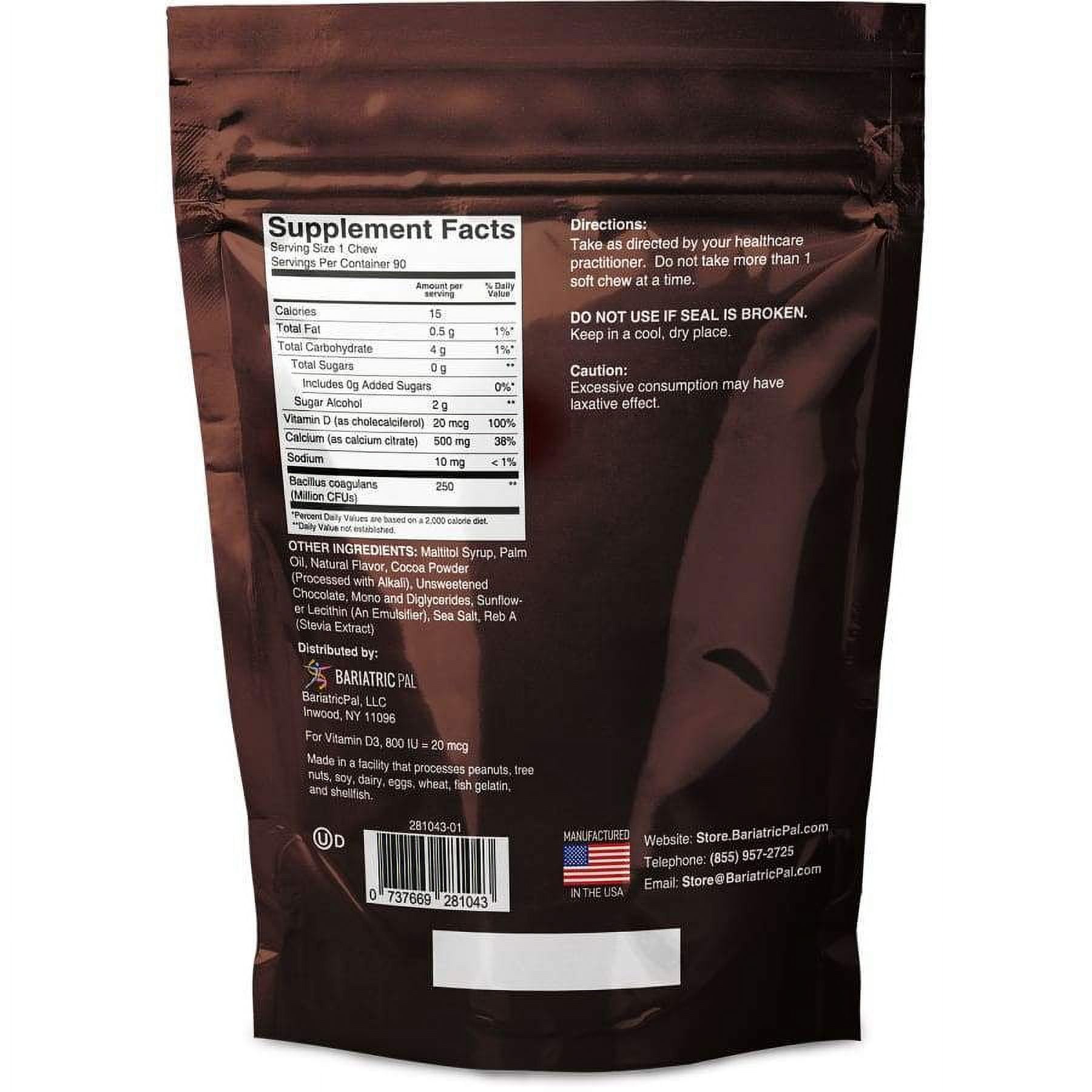 Bariatricpal Sugar-Free Calcium Citrate Soft Chews with Probiotics - Sweet Variety Pack, 500mg