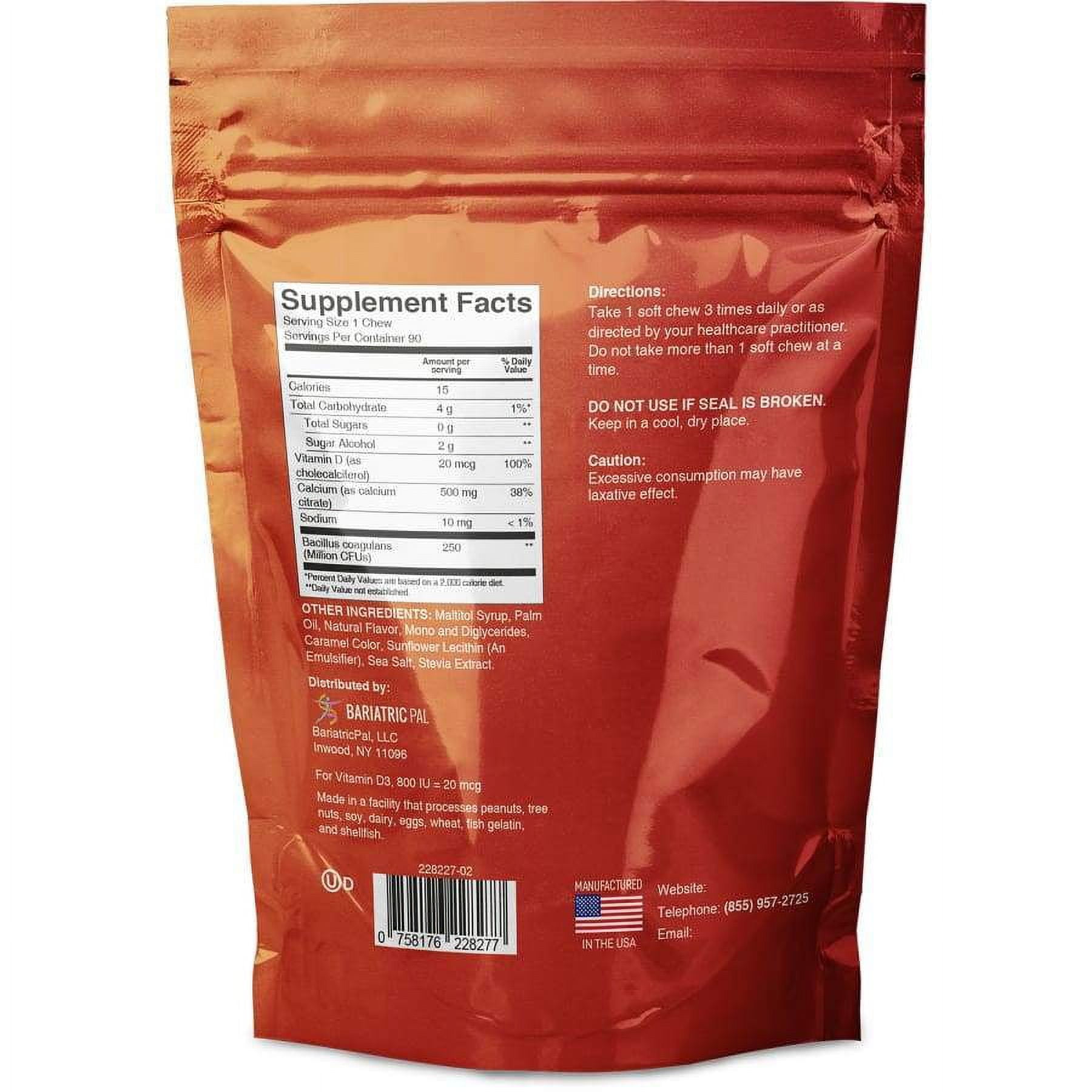 Bariatricpal Sugar-Free Calcium Citrate Soft Chews with Probiotics - Sweet Variety Pack, 500mg