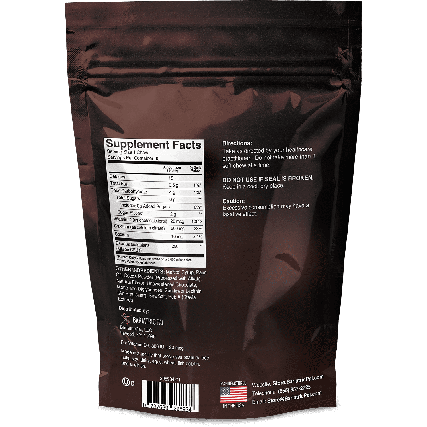 Bariatricpal Sugar-Free Calcium Citrate Soft Chews with Probiotics - Sweet Variety Pack, 500mg