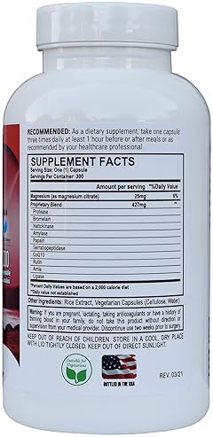 World Nutrition Advanced Cardio Enzyme Blend with Serrapeptase, Nattokinase & CoQ10 (300 Caps)