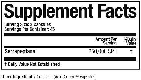 Serretia Serrapeptase Formula for Muscle & Sinus Support, 90 Caps