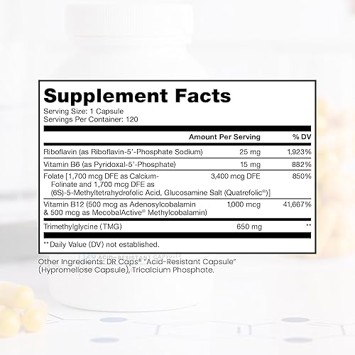 Pure TheraPro USA-Made Methyl B Complex Vitamins | 4-Month Supply | Methyl B Complete with Quatrefolic 5-MTHF Folate & B12 Methylcobalamin