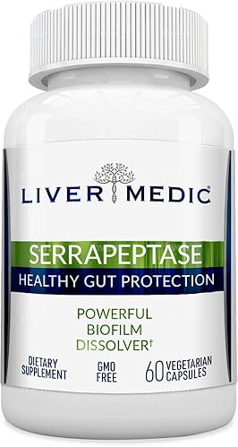 Serrapeptase Digestive Enzymes for Healthy Gut & Liver Support - Non-GMO Vegan Supplement (60 Caps)