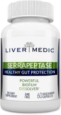 Serrapeptase Digestive Enzymes for Healthy Gut & Liver Support - Non-GMO Vegan Supplement (60 Caps)