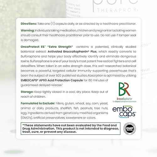 Pure TheraPro High Dose OncoProtect ES Sulforaphane Supplement | USA Made | 2-Month Supply | 706mg Broccoli Seed Extract