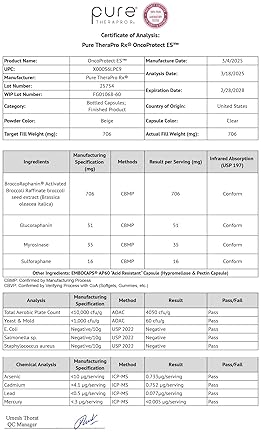 Pure TheraPro High Dose OncoProtect ES Sulforaphane Supplement | USA Made | 2-Month Supply | 706mg Broccoli Seed Extract