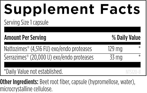 Nattokinase with Serrapeptidase - Circulatory & Immune Support - Non-GMO (120 Capsules)
