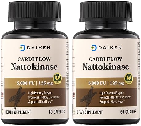 DAIKEN Nattokinase 5,000 FU Supplement - Non-GMO, Vegan, Lab Tested - 120 Capsules