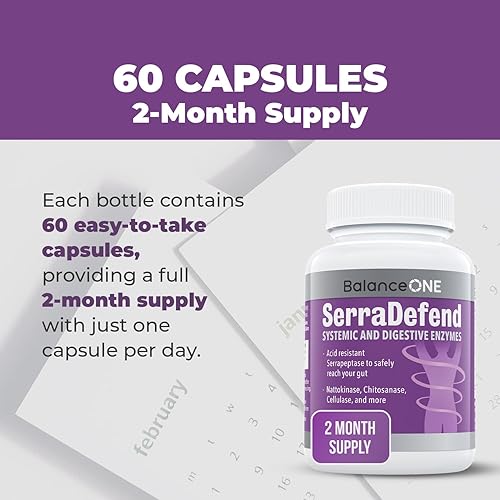 Biofilm Defense Enzyme Capsules for Men & Women - Serrapeptase, Nattokinase, Protease - 60 Capsules - 2 Month Supply