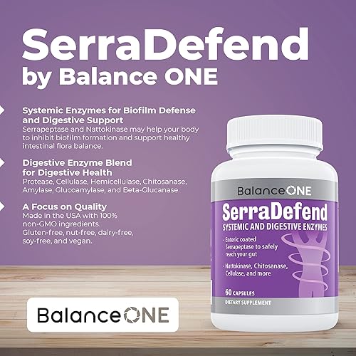 Biofilm Defense Enzyme Capsules for Men & Women - Serrapeptase, Nattokinase, Protease - 60 Capsules - 2 Month Supply