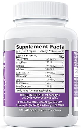 Biofilm Defense Enzyme Capsules for Men & Women - Serrapeptase, Nattokinase, Protease - 60 Capsules - 2 Month Supply