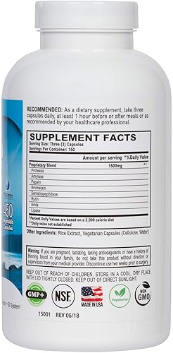 Serrapeptase Enzyme Formula for Immune & Joint Support | Cardio Health | Men Women (450 Caps)