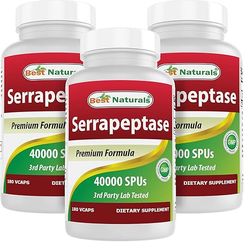 Best Natural Serrapeptase 40000 SPUs 540 Capsules Pack of 3