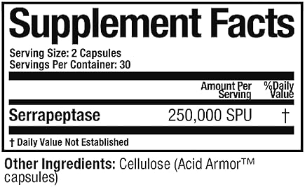 Serretia Serrapeptase Formula for Muscle & Sinus Support - 60 Capsules