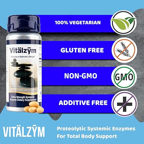 Vitalzym Serrapeptase Liquid Gel Capsules for Immune & Joint Support (180ct)