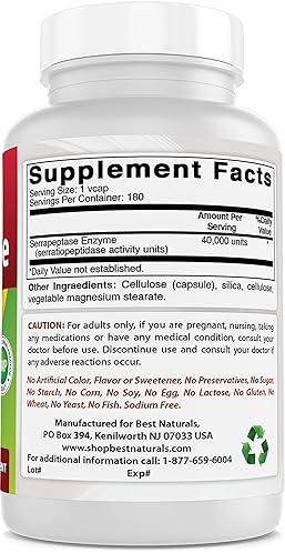 Best Naturals High Strength Best Naturals Serrapeptase 40000 SPUs 360 Capsules