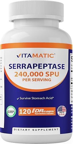 Vitamatic Serrapeptase 240,000 SPU 120ct 2-Pack, USA Made Enteric Coated Capsules